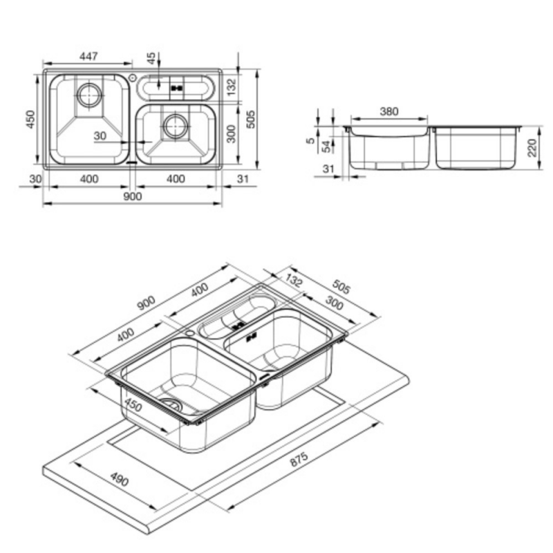 Lavello Smeg LTS9032 90 cm spazzolato inox moderno e resistente