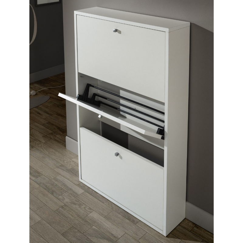 Scarpiera Virginia 3 ante a ribalta colore bianco opaco moderna