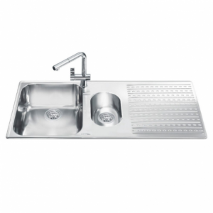 Lavello Smeg LTS102D2 inox 100x50 cm 1+1/2 vasca gocciolatoio