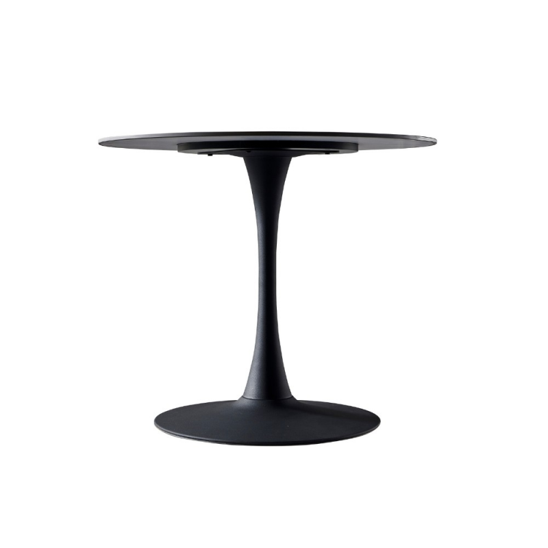 Tavolo rotondo Dot piano ceramica marmo nero opaco e oro