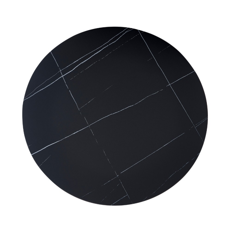 Tavolo rotondo Dot piano ceramica marmo nero opaco e oro