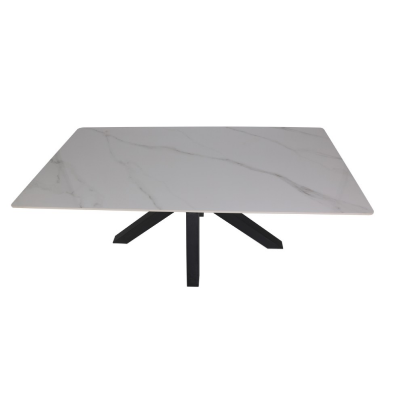 Tavolo Solid 180x90 piano ceramica marmo bianco lucido moderno