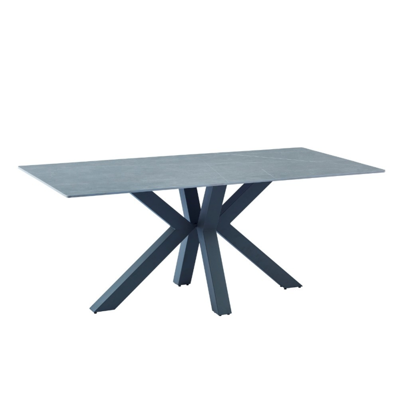 Tavolo Germany 180x90 ceramica marmo grigio opaco gambe nere