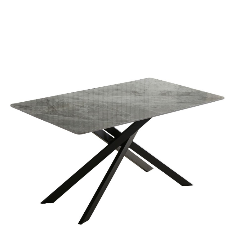 Tavolo Pacific ceramica marmo grigio lucido gambe nere moderno