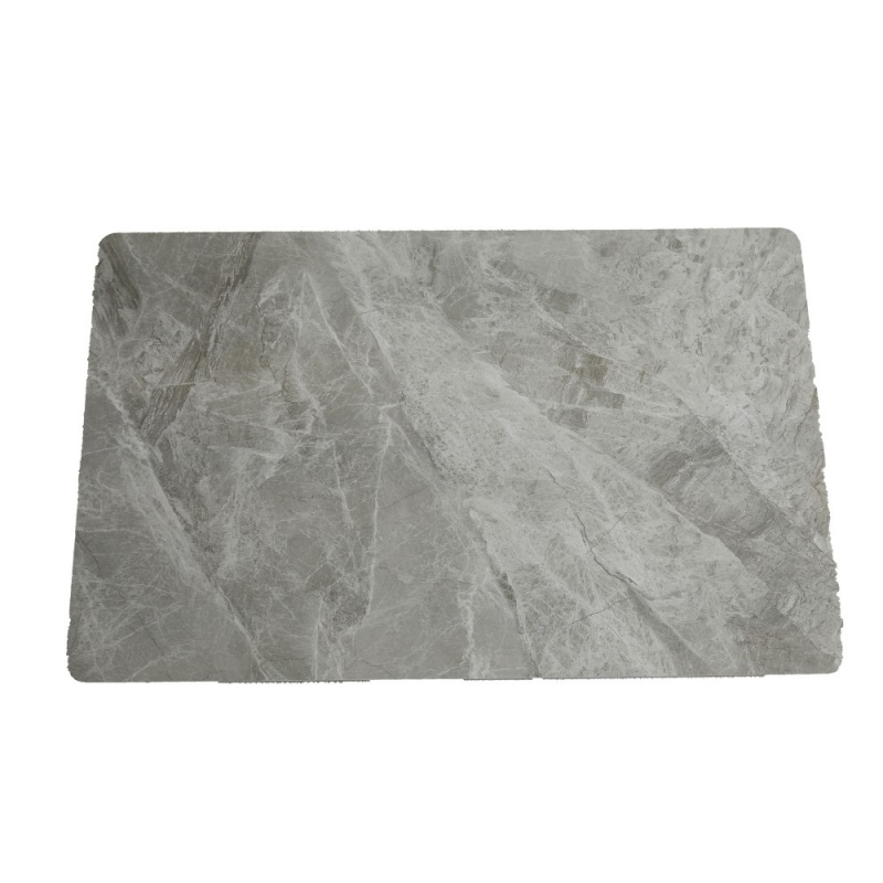Tavolo Pacific ceramica marmo grigio lucido gambe nere moderno