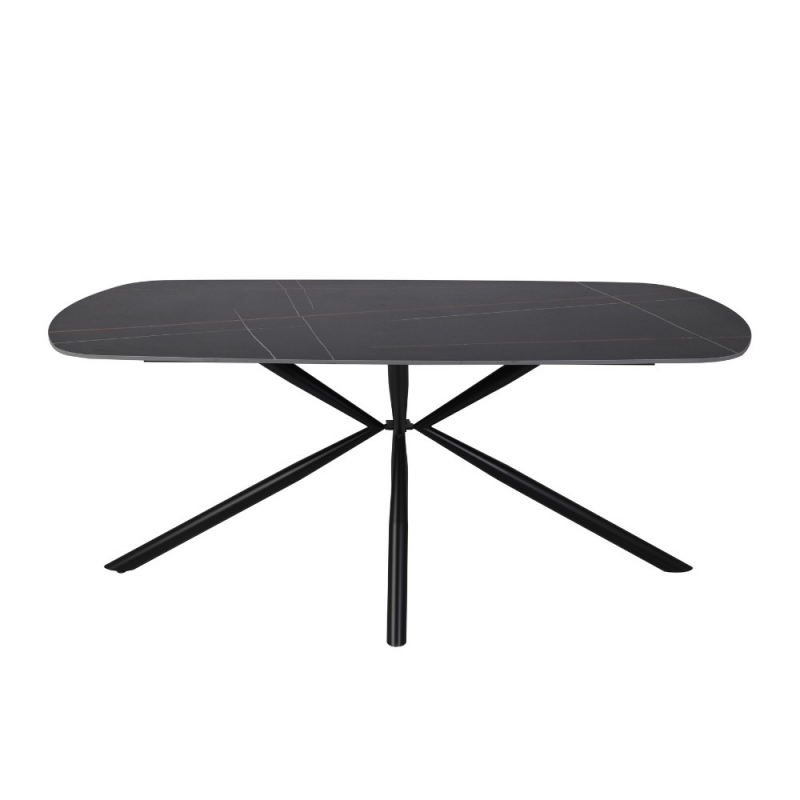 Tavolo Style fisso ceramica marmo nero opaco oro gambe nere