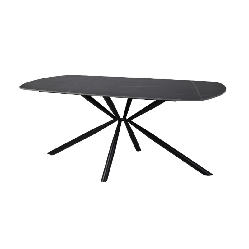 Tavolo Style fisso ceramica marmo nero opaco oro gambe nere