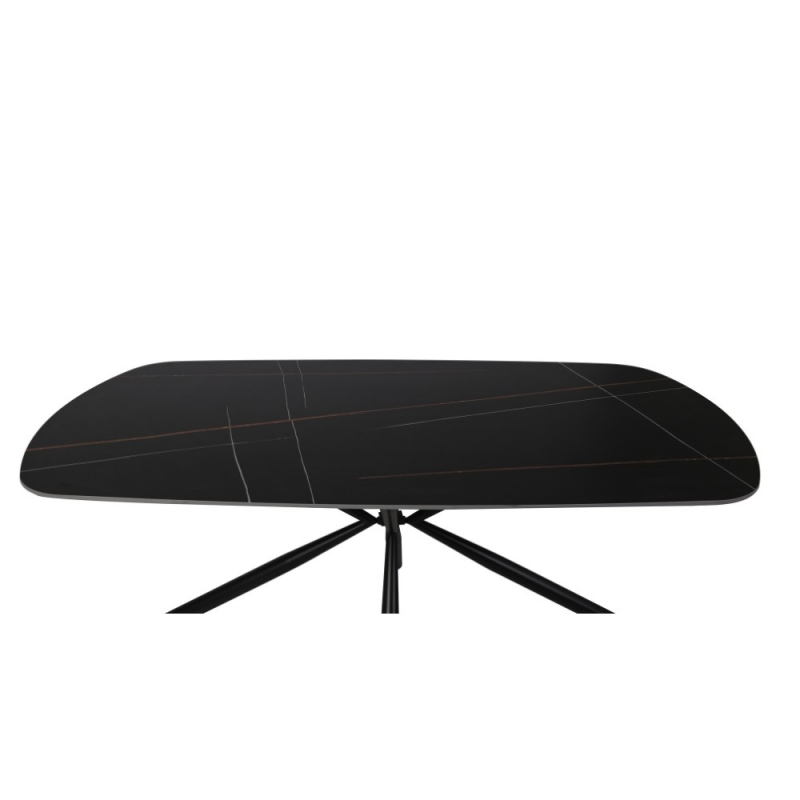 Tavolo Style fisso ceramica marmo nero opaco oro gambe nere