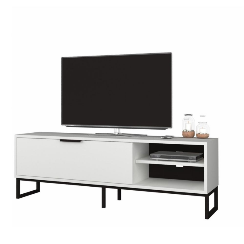 Porta TV Way bianco con dettagli ghisa moderno e pratico