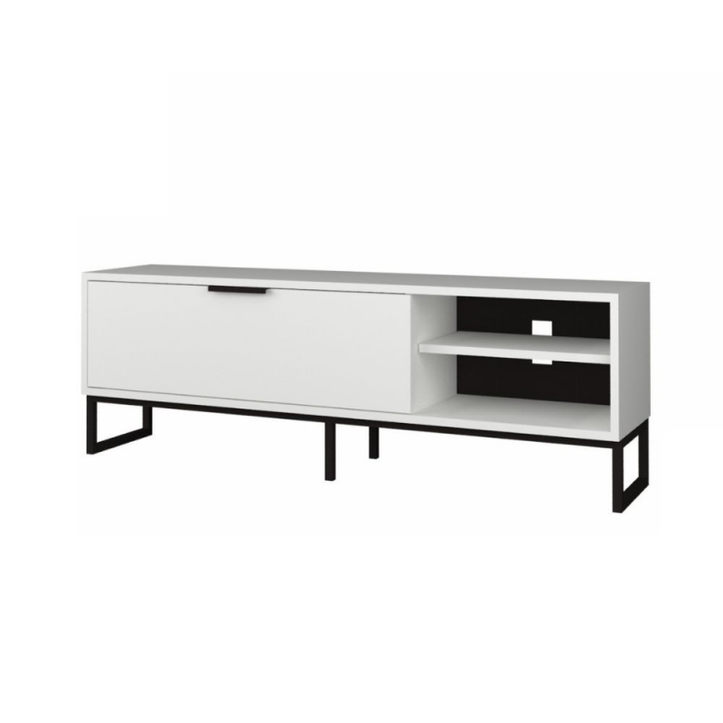 Porta TV Way bianco con dettagli ghisa moderno e pratico
