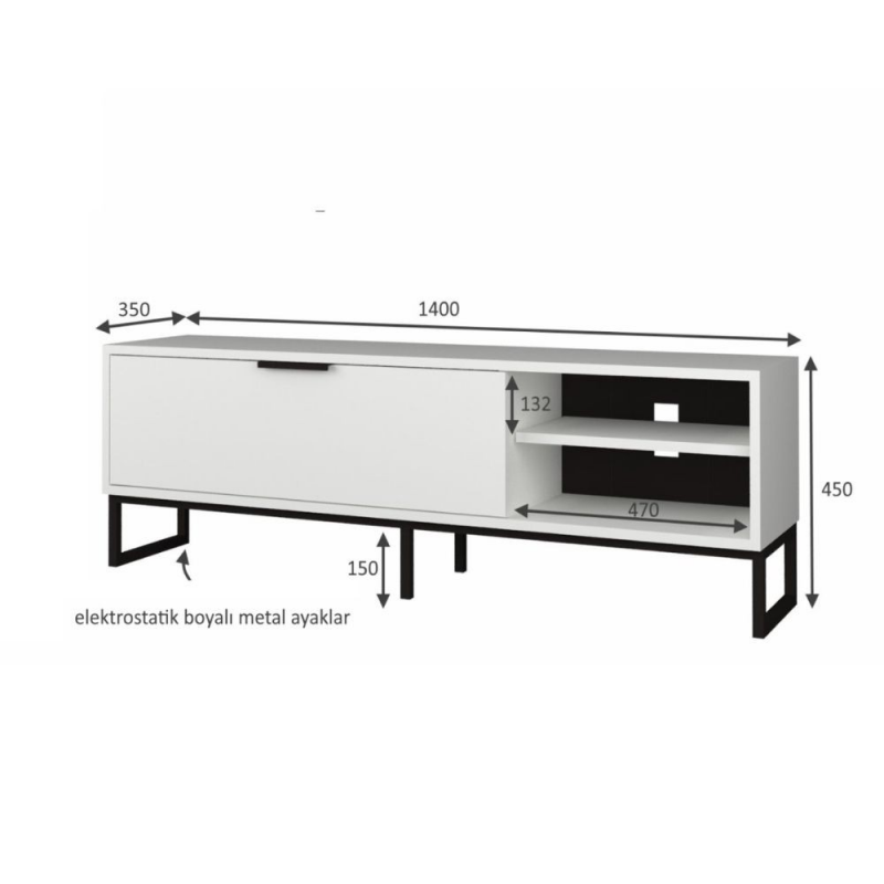 Porta TV Way bianco con dettagli ghisa moderno e pratico