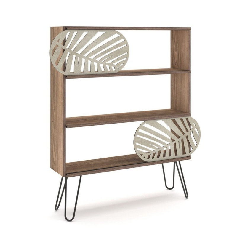 Libreria 3 ripiani Illia noce nero 94x25x117 cm moderna