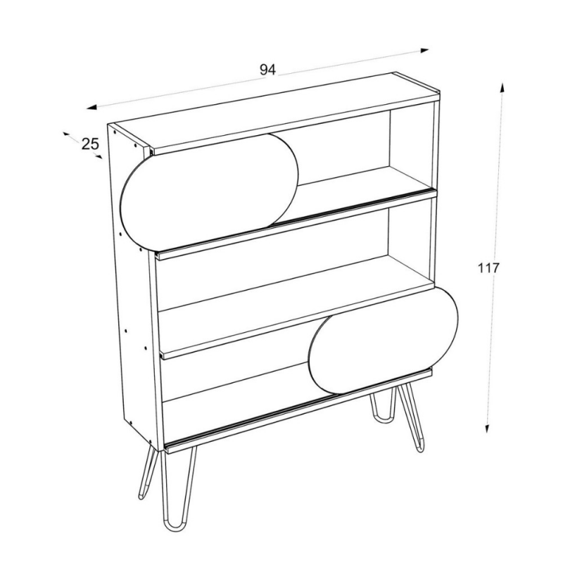 Libreria 3 ripiani Illia noce nero 94x25x117 cm moderna