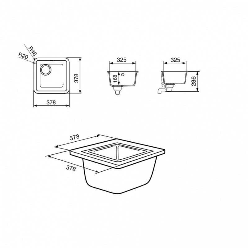 Vasca sottotop Smeg VST38T 38x38 cm sintetico titanio moderna