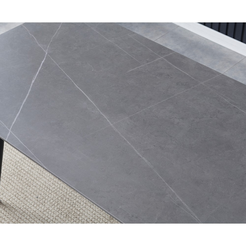 Tavolo Mila 140x80 ceramica effetto marmo grigio opaco moderno