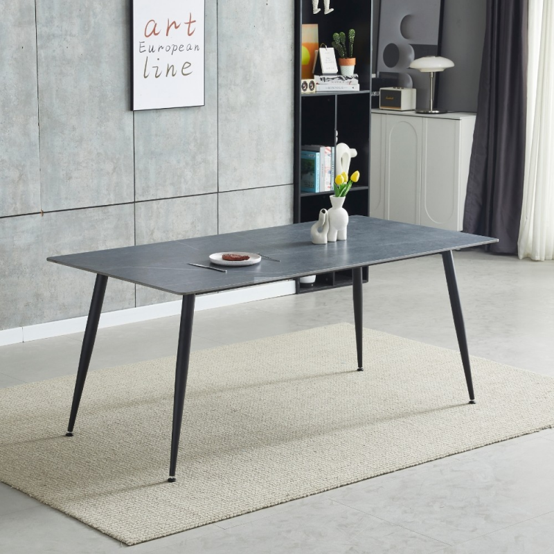 Tavolo Mila 140x80 ceramica effetto marmo grigio opaco moderno