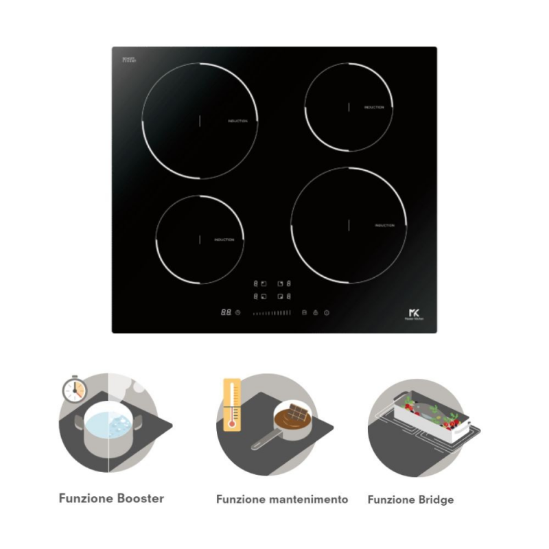 Piano cottura induzione incasso Master Kitchen MKHI604BK 4 zone nero
