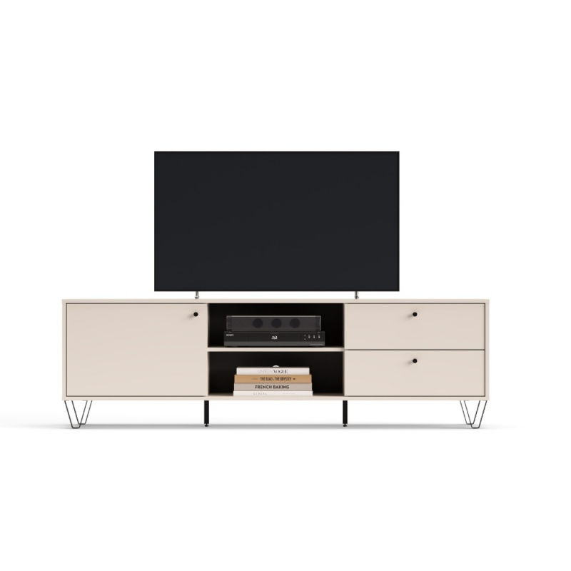 Porta TV Aldo1 con 2 cassetti anta e vani cashmere moderno