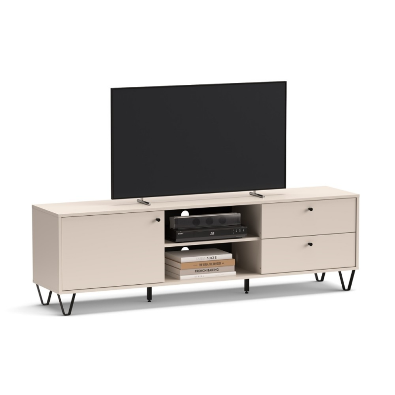 Porta TV Aldo1 con 2 cassetti anta e vani cashmere moderno