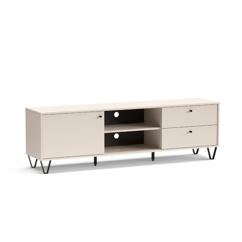 Porta TV Aldo1 con 2 cassetti anta e vani cashmere moderno