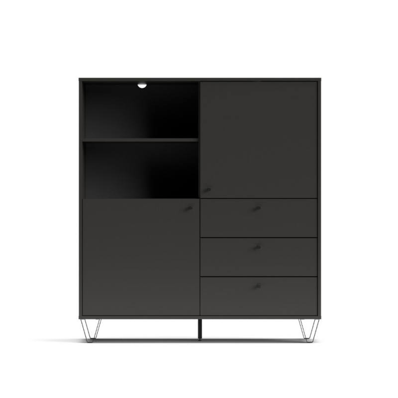 Credenza Aldo 6 con 2 ante e 3 cassetti antracite moderna