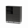 Credenza Aldo 6 con 2 ante e 3 cassetti antracite moderna
