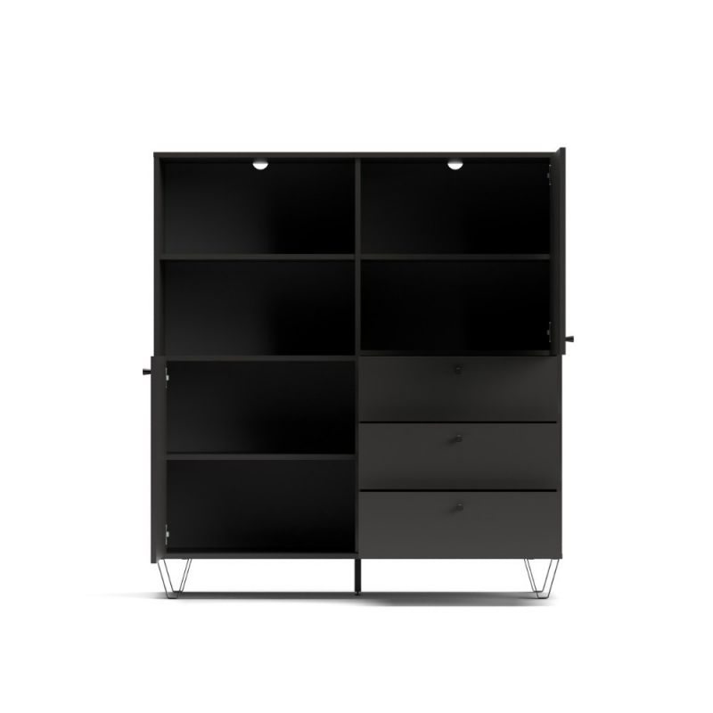Credenza Aldo 6 con 2 ante e 3 cassetti antracite moderna