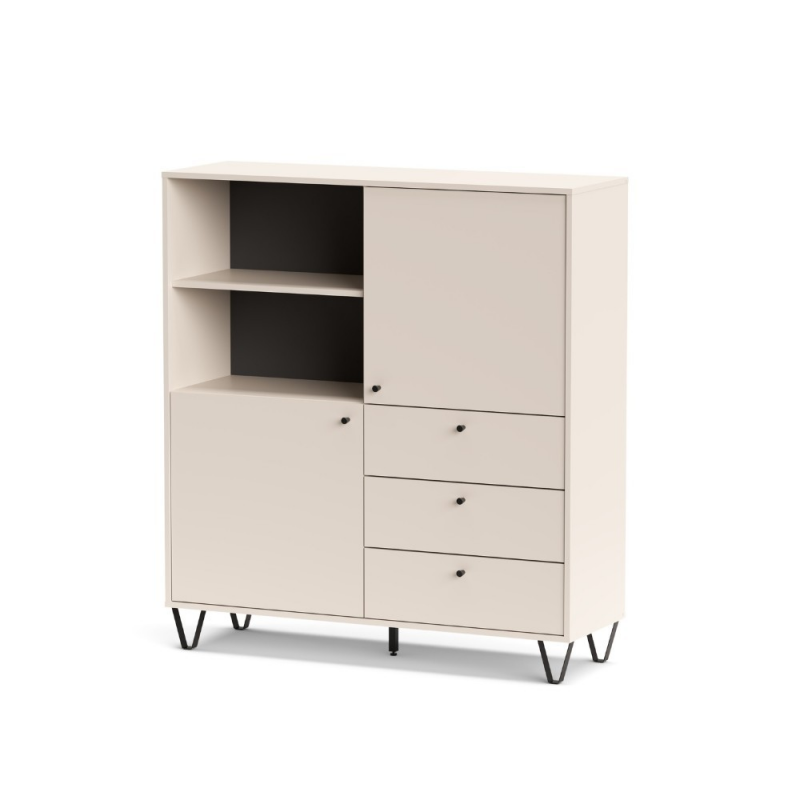 Credenza Aldo 6 con 2 ante e 3 cassetti colore cashmere moderna