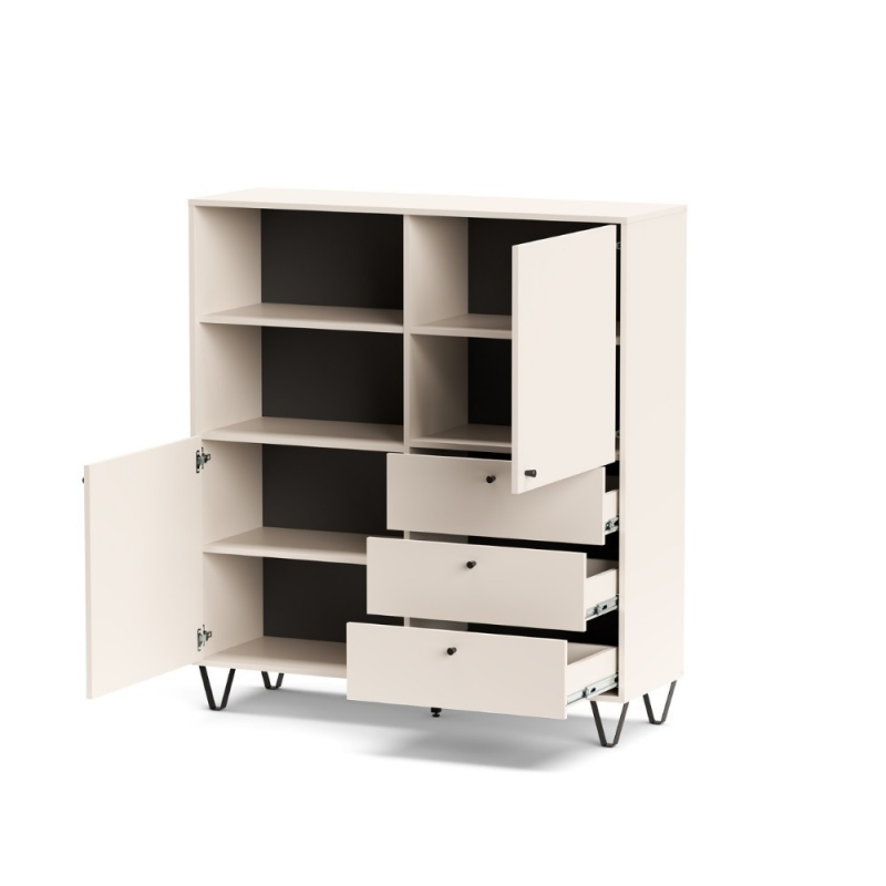 Credenza Aldo 6 con 2 ante e 3 cassetti colore cashmere moderna