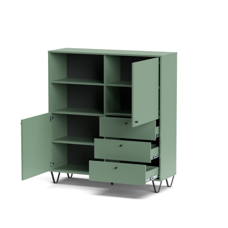 Credenza Aldo 6 verde con 2 ante e 3 cassetti elegante e capiente