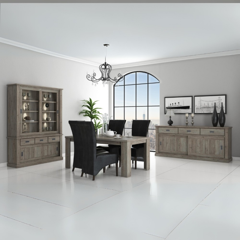 Vetrina Anthony67120 2 ante vetro 3 cassetti ancona oak moderna