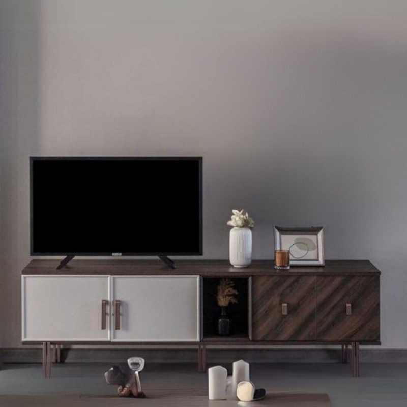 Base porta TV Merlin legno Mozambik 4 ante e vano a giorno