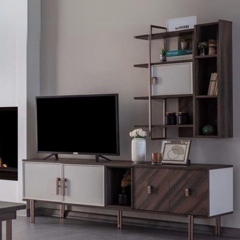 Base porta TV Merlin legno Mozambik 4 ante e vano a giorno