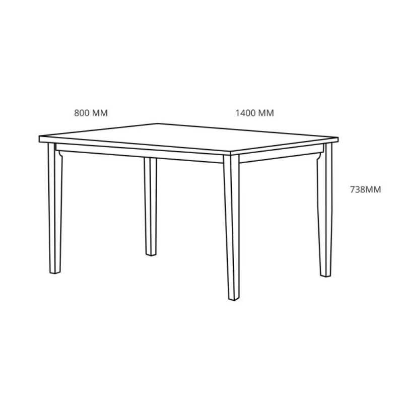 Tavolo Dori in legno rovere 140x80 cm design moderno