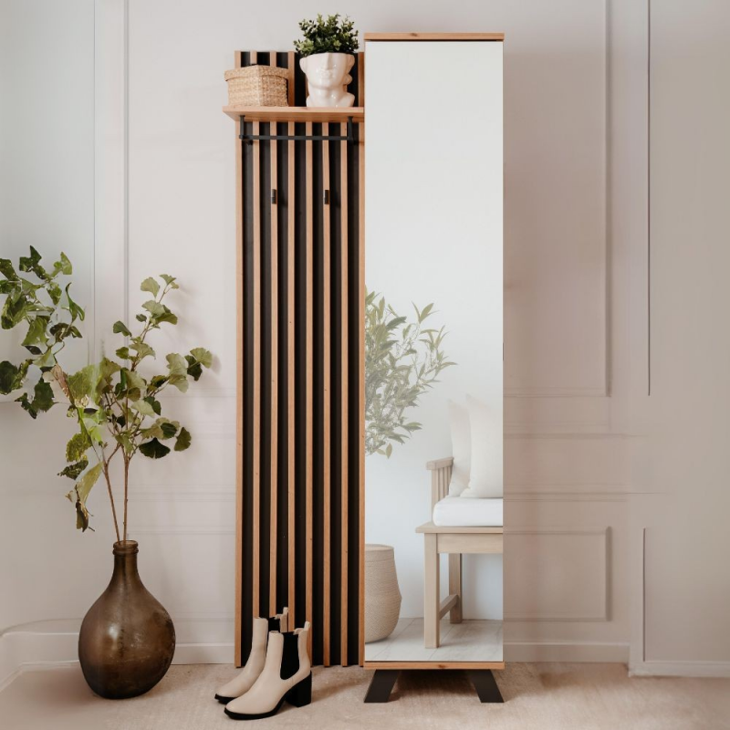 Mobile ingresso Medan 42A cannettato quercia antracite con specchio