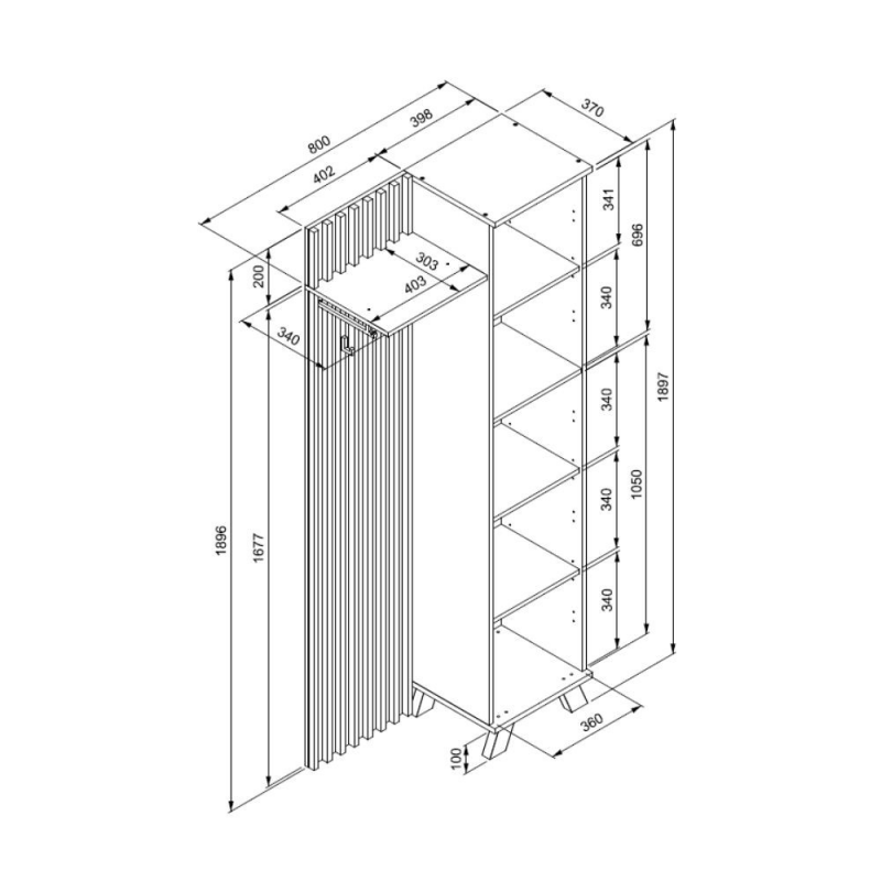 Mobile ingresso Medan 42A cannettato quercia antracite con specchio
