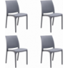 Sedia set 4 pz in resina impilabile made in Italy design per interno esterno SOFIA Grigio chiaro