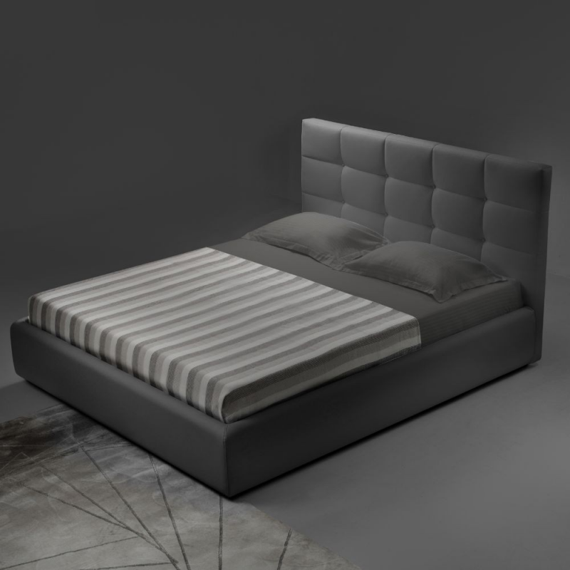 Letto matrimoniale con contenitore Napoli grigio elegante e pratico
