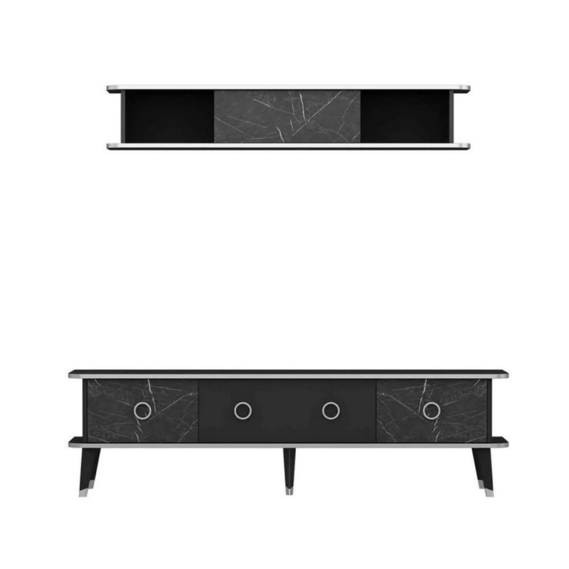 Porta TV con pensile BienTV 180 effetto marmo nero moderno