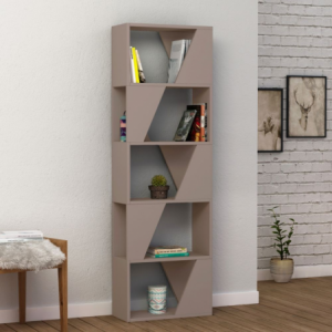 Libreria Frame light mocha 5 ripiani moderna compatta elegante