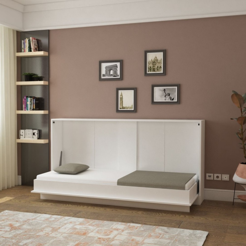 Letto singolo a scomparsa Life orizzontale bianco salvaspazio