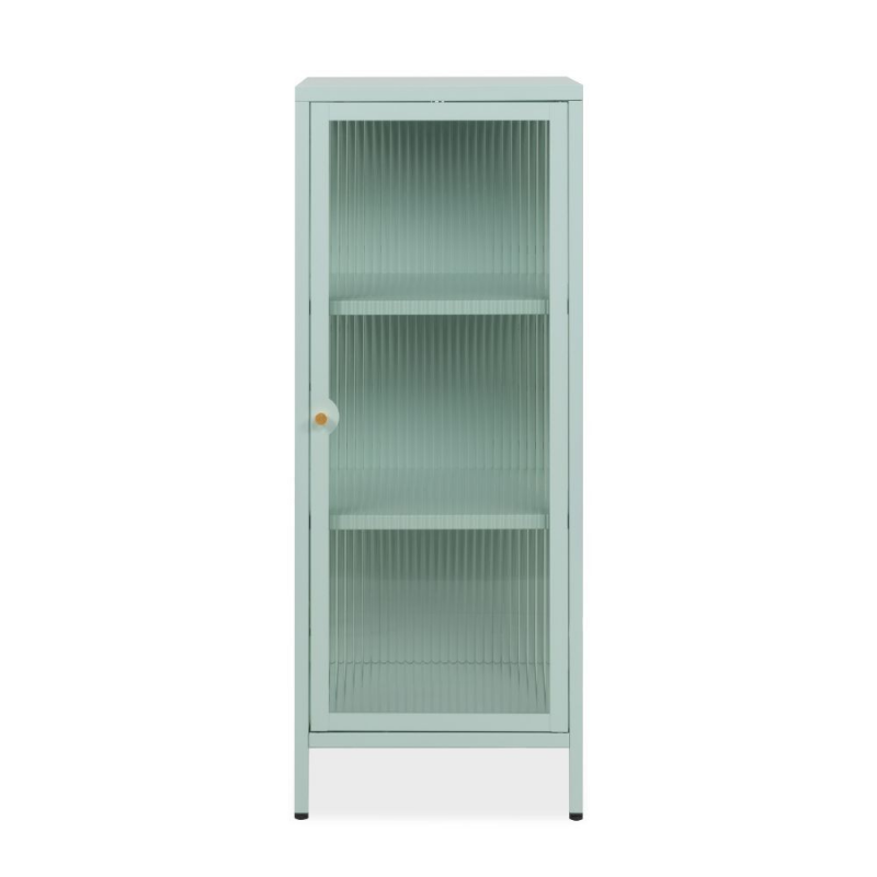 Vetrina Milton 01A acciaio laminato verde menta anta vetro
