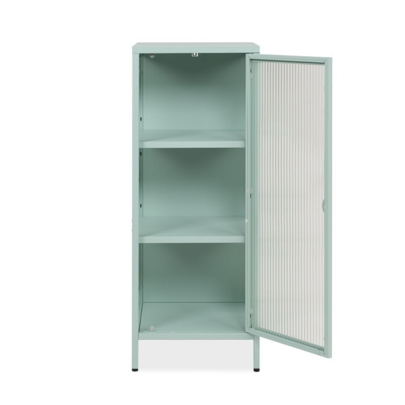 Vetrina Milton 01A acciaio laminato verde menta anta vetro