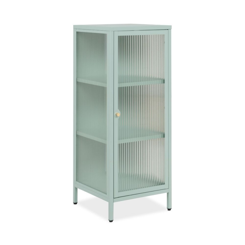Vetrina Milton 01A acciaio laminato verde menta anta vetro