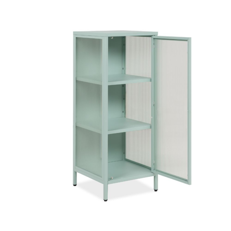 Vetrina Milton 01A acciaio laminato verde menta anta vetro