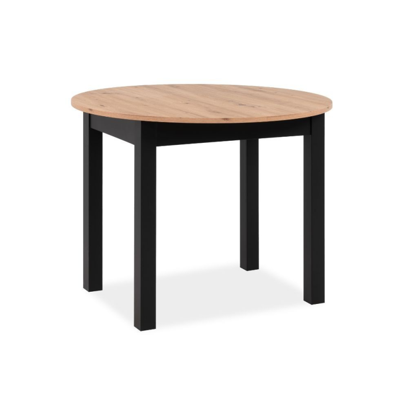 Tavolo rotondo allungabile Coburg 100 quercia/nero – Versatilità e stile