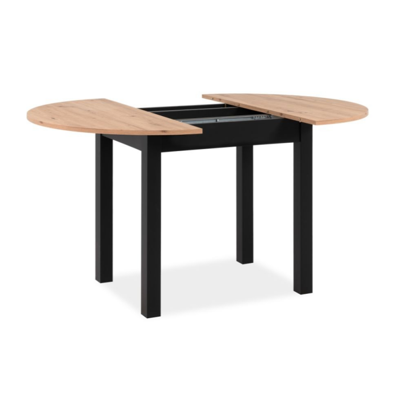 Tavolo rotondo allungabile Coburg 100 quercia/nero – Versatilità e stile