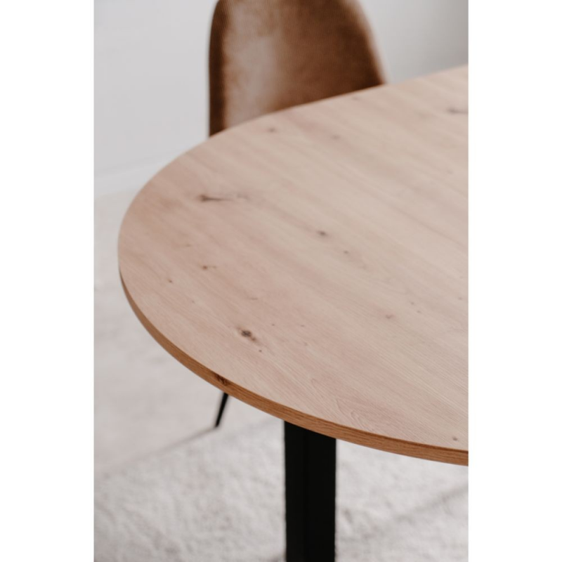 Tavolo rotondo allungabile Coburg 100 quercia/nero – Versatilità e stile
