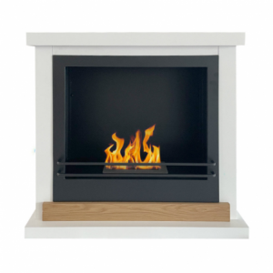 Camino a bioetanolo Stoccolma legno bianco L75xP24xH68 cm