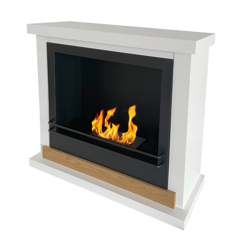 Camino a bioetanolo Stoccolma legno bianco L75xP24xH68 cm